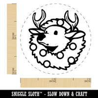 Christmas Deer Mount in Wreath Self-Inking Rubber Stamp Ink Stamper for Stamping Crafting Planners