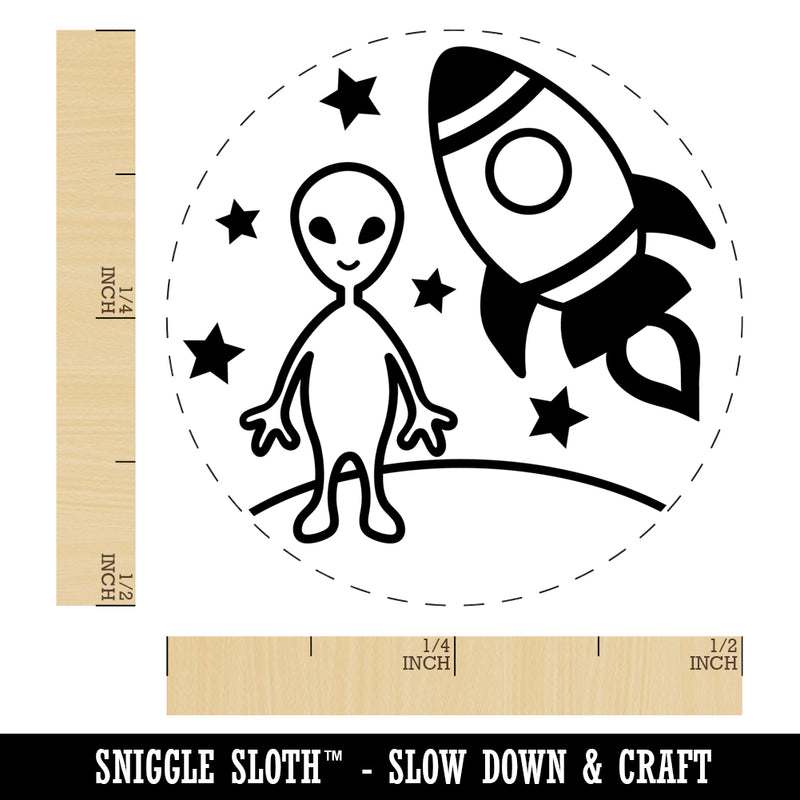 Alien and Rocket Space Self-Inking Rubber Stamp Ink Stamper for Stamping Crafting Planners