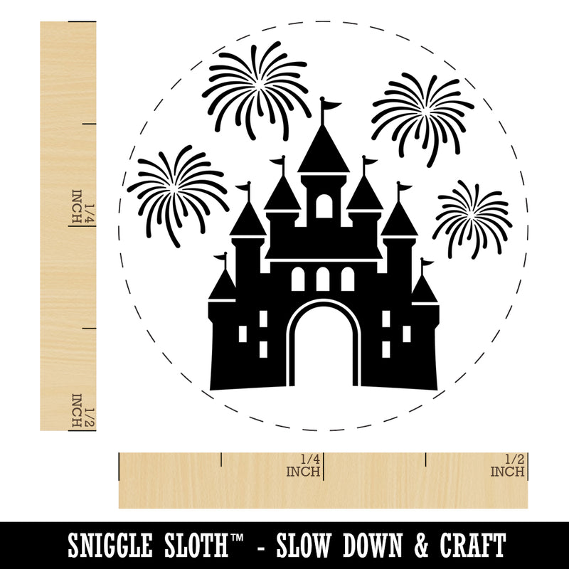 Fairytale Castle and Fireworks Self-Inking Rubber Stamp Ink Stamper for Stamping Crafting Planners