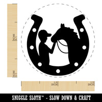 Horseshoe Horse and Boy Self-Inking Rubber Stamp Ink Stamper for Stamping Crafting Planners