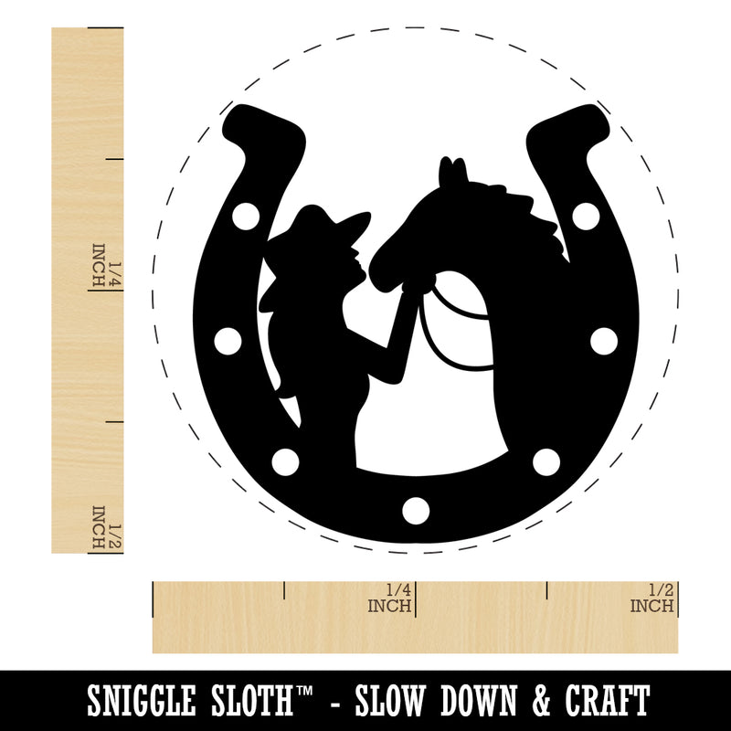 Horseshoe Horse and Cowgirl Self-Inking Rubber Stamp Ink Stamper for Stamping Crafting Planners