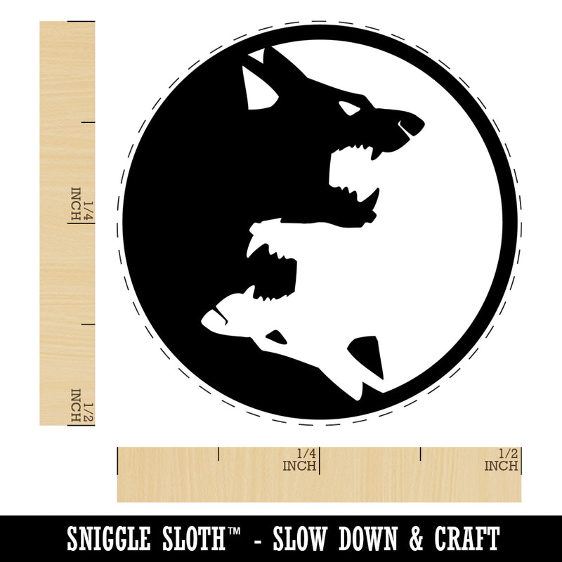 Yin Yang Wolf Wolves Self-Inking Rubber Stamp Ink Stamper for Stamping Crafting Planners
