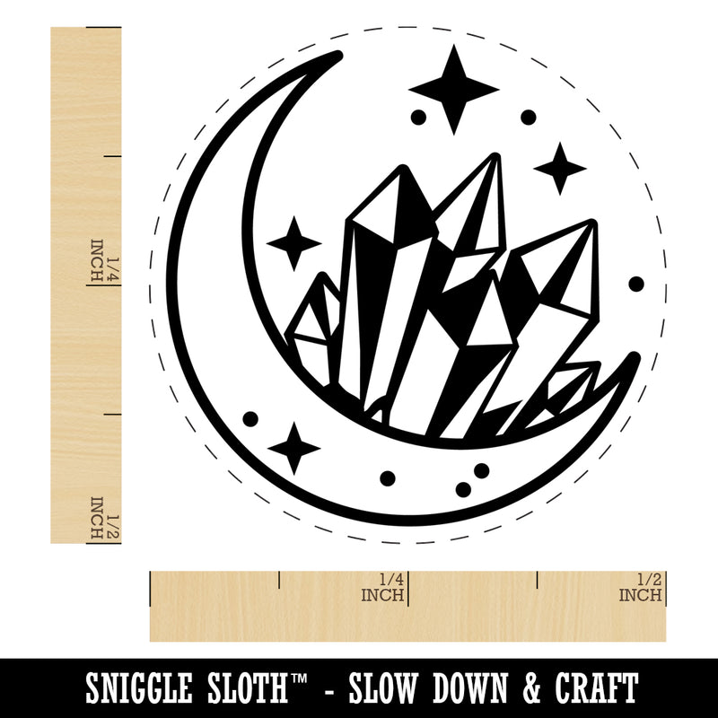 Celestial Moon and Crystals Self-Inking Rubber Stamp Ink Stamper for Stamping Crafting Planners