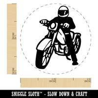 Biker on Motorcycle Self-Inking Rubber Stamp Ink Stamper for Stamping Crafting Planners