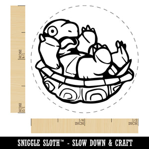 Distressed Turtle on Back Shell Self-Inking Rubber Stamp Ink Stamper for Stamping Crafting Planners