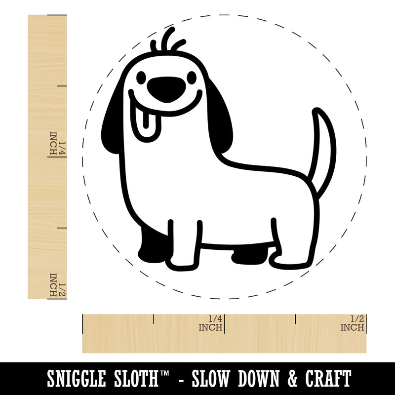 Dorky Dachshund Wiener Dog Smile Self-Inking Rubber Stamp Ink Stamper for Stamping Crafting Planners