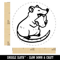 Happy Rat Eating Cheese Self-Inking Rubber Stamp Ink Stamper for Stamping Crafting Planners