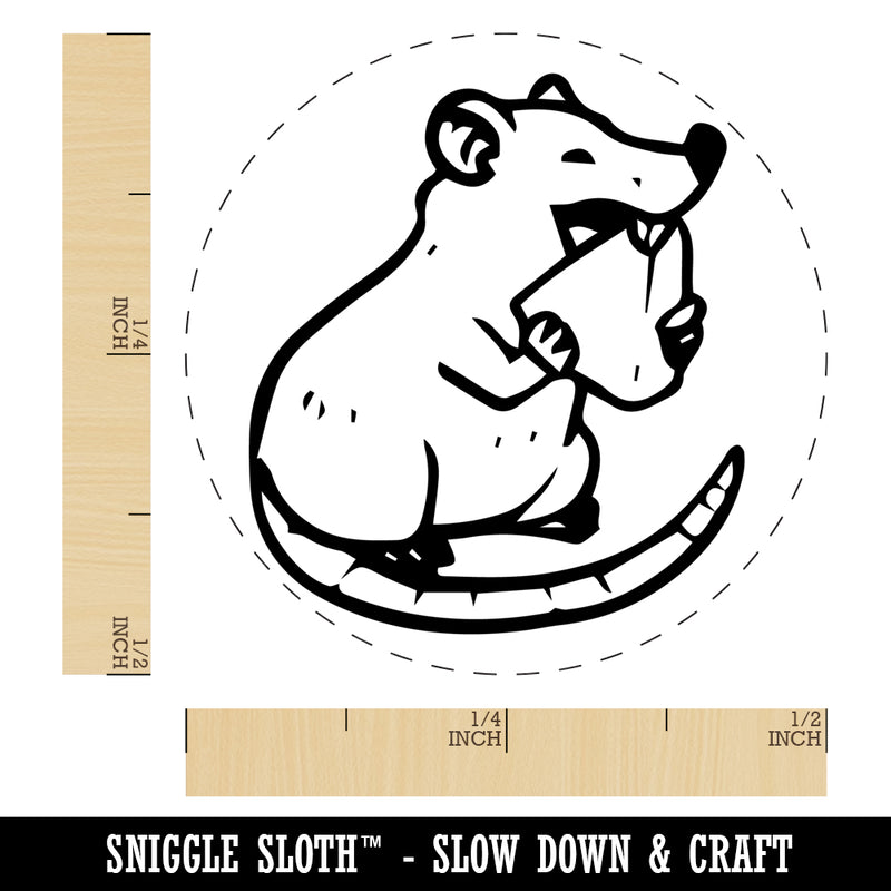 Happy Rat Eating Cheese Self-Inking Rubber Stamp Ink Stamper for Stamping Crafting Planners