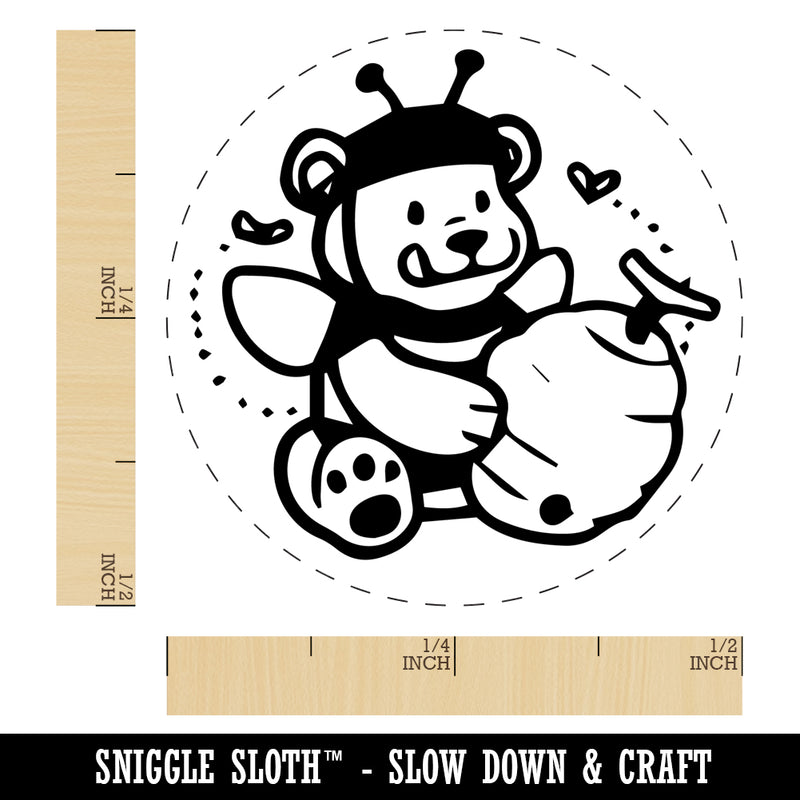 Hungry Honey Bear with Bee Hive Self-Inking Rubber Stamp Ink Stamper for Stamping Crafting Planners
