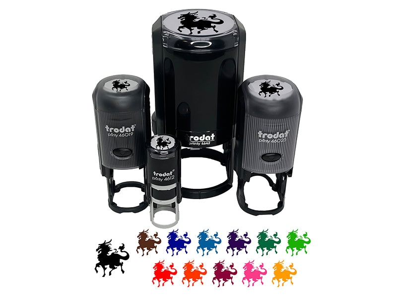 Kirin Qilin Mythical Asian Dragon Horses Self-Inking Rubber Stamp Ink Stamper for Stamping Crafting Planners