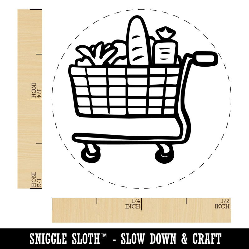 Shopping Cart Full Groceries Food Self-Inking Rubber Stamp Ink Stamper for Stamping Crafting Planners