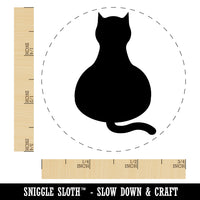 Cat Sitting Back Solid Self-Inking Rubber Stamp for Stamping Crafting Planners