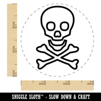 Skull and Crossbones Outline Self-Inking Rubber Stamp for Stamping Crafting Planners