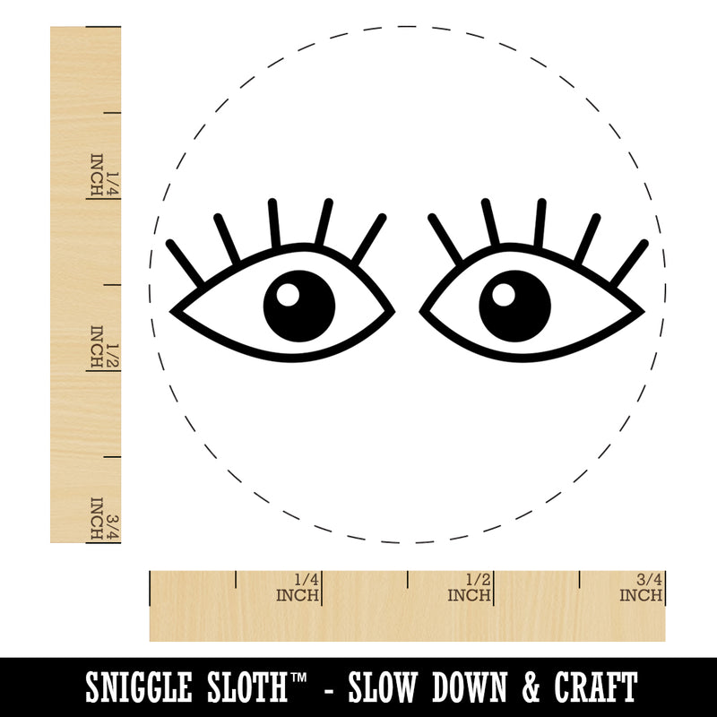 Wide Eyes with Eyelashes Self-Inking Rubber Stamp for Stamping Crafting Planners