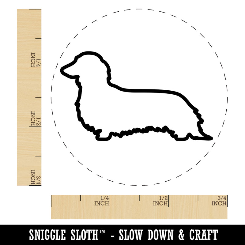 Long Haired Dachshund Dog Outline Self-Inking Rubber Stamp for Stamping Crafting Planners