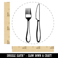 Fork Knife Utensils Eating Sketch Self-Inking Rubber Stamp for Stamping Crafting Planners