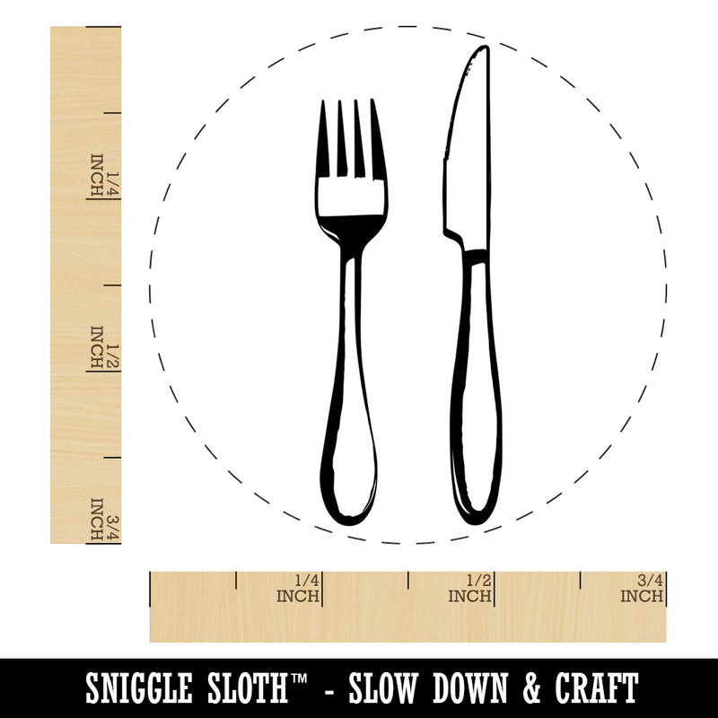 Fork Knife Utensils Eating Sketch Self-Inking Rubber Stamp for Stamping Crafting Planners