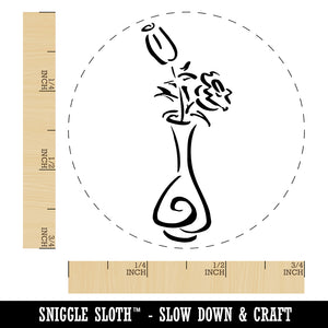 Roses Flowers in Vase Sketch Self-Inking Rubber Stamp for Stamping Crafting Planners