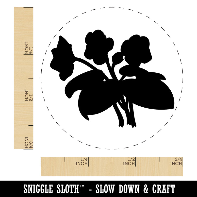 Violets Flowers Solid Self-Inking Rubber Stamp for Stamping Crafting Planners