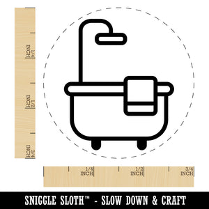 Bathtub Shower with Towel Outline Self-Inking Rubber Stamp for Stamping Crafting Planners