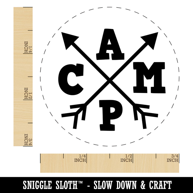 Camp Stylized with Arrows Self-Inking Rubber Stamp for Stamping Crafting Planners