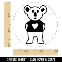 Koala in Heart Shirt Self-Inking Rubber Stamp for Stamping Crafting Planners