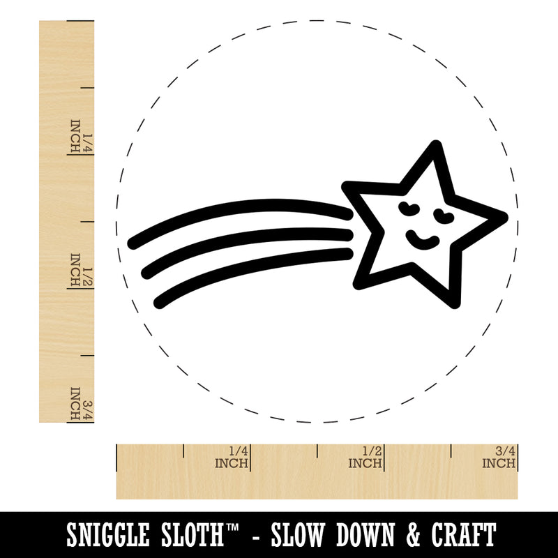 Smiling Shooting Star Self-Inking Rubber Stamp for Stamping Crafting Planners