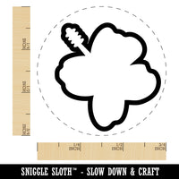 Hibiscus Hawaii Tropical Flower Outline Self-Inking Rubber Stamp for Stamping Crafting Planners