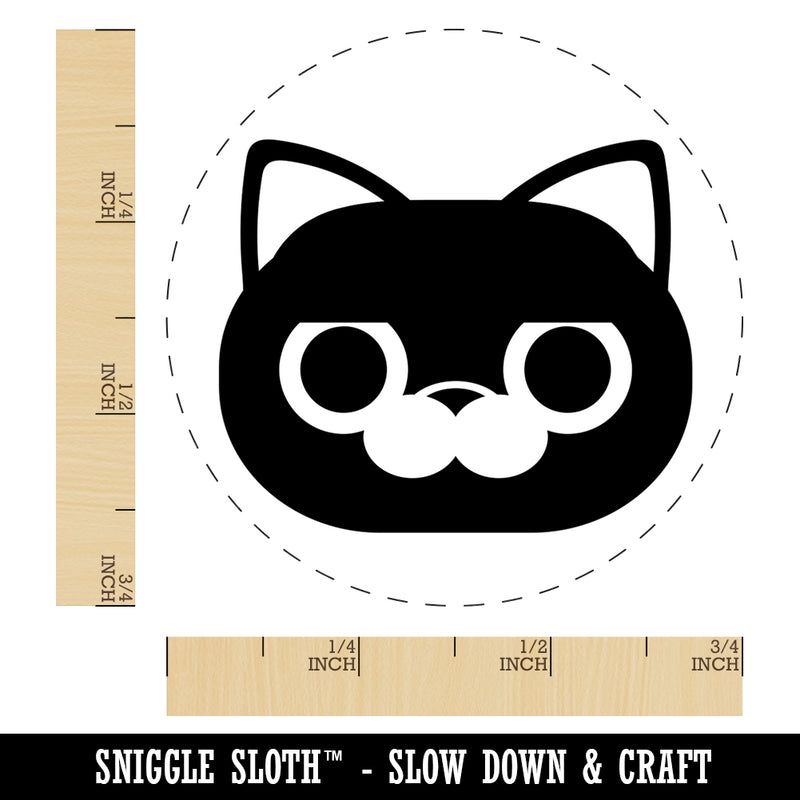 Round Cat Face Concerned Self-Inking Rubber Stamp for Stamping Crafting Planners