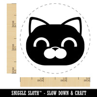 Round Cat Face Happy Self-Inking Rubber Stamp for Stamping Crafting Planners