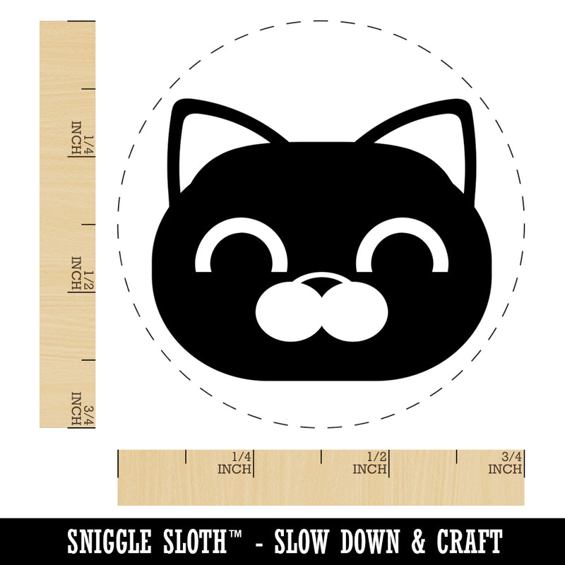 Round Cat Face Happy Self-Inking Rubber Stamp for Stamping Crafting Planners