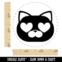 Round Cat Face Love Heart Eyes Self-Inking Rubber Stamp for Stamping Crafting Planners