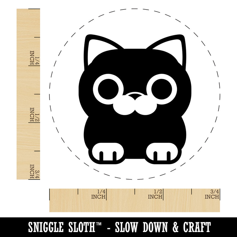 Round Cat Sitting Self-Inking Rubber Stamp for Stamping Crafting Planners