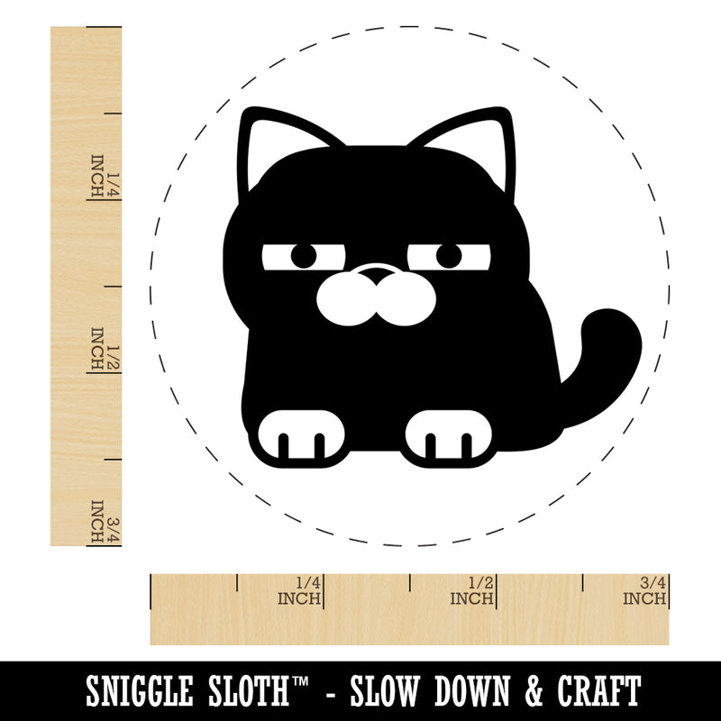 Round Cat Skeptical Self-Inking Rubber Stamp for Stamping Crafting Planners