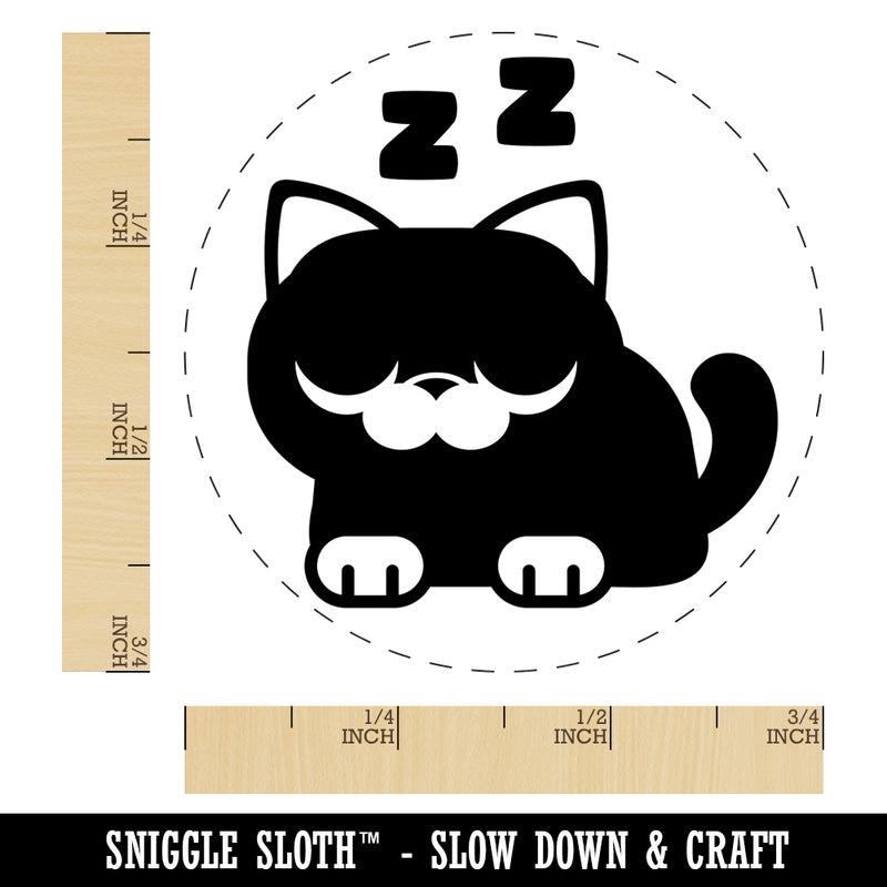 Round Cat Sleeping Self-Inking Rubber Stamp for Stamping Crafting Planners