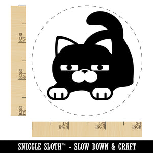 Round Cat Stretching Self-Inking Rubber Stamp for Stamping Crafting Planners