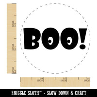 Boo with Eyes Halloween Fun Text Self-Inking Rubber Stamp for Stamping Crafting Planners