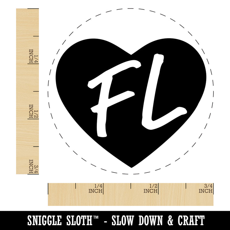 FL Florida State in Heart Self-Inking Rubber Stamp for Stamping Crafting Planners