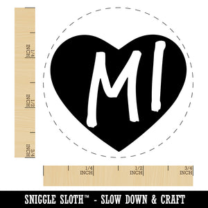 MI Michigan State in Heart Self-Inking Rubber Stamp for Stamping Crafting Planners