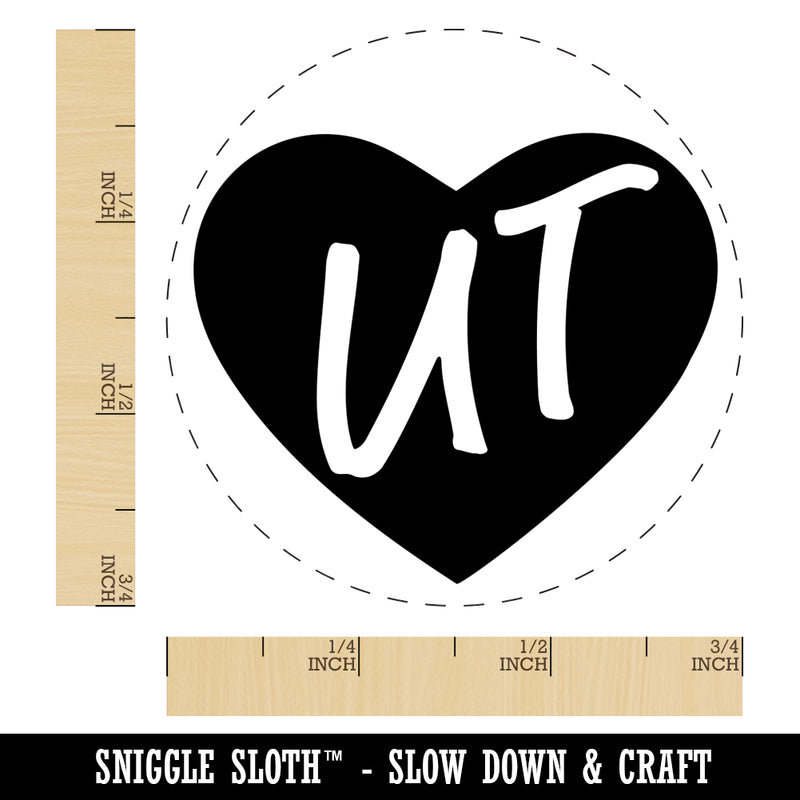 UT Utah State in Heart Self-Inking Rubber Stamp for Stamping Crafting Planners