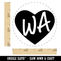 WA Washington State in Heart Self-Inking Rubber Stamp for Stamping Crafting Planners