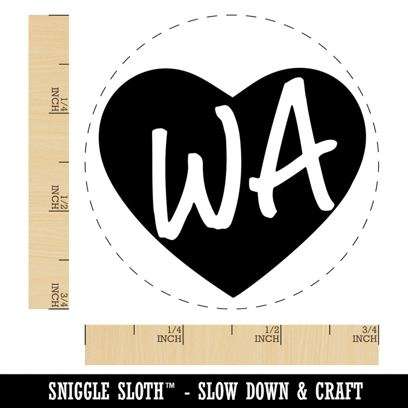 WA Washington State in Heart Self-Inking Rubber Stamp for Stamping Crafting Planners