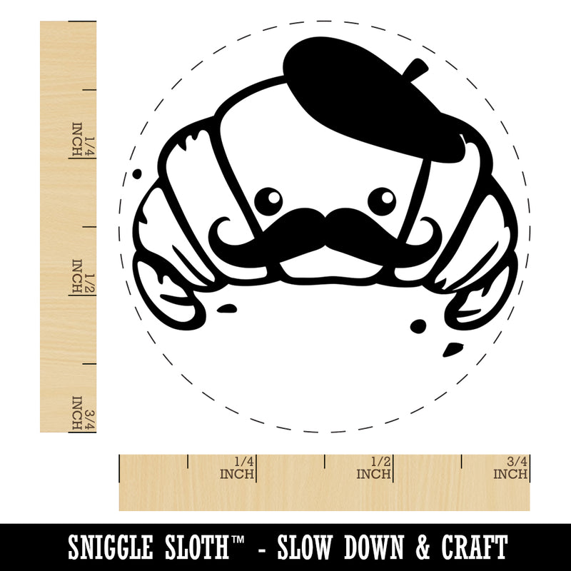 Cute Kawaii French Croissant with Beret and Mustache Self-Inking Rubber Stamp for Stamping Crafting Planners