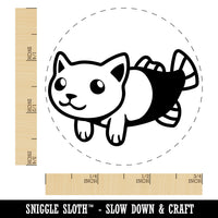Catfish the Cat Fish Mermaid Self-Inking Rubber Stamp for Stamping Crafting Planners