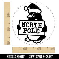 Christmas Penguin Going to North Pole Self-Inking Rubber Stamp for Stamping Crafting Planners