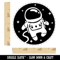 Cute Astronaut in Space with Stars Self-Inking Rubber Stamp for Stamping Crafting Planners