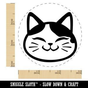 Happy Spotted Cat Face Self-Inking Rubber Stamp for Stamping Crafting Planners