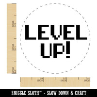 Level Up 8 Bit Digital Text Self-Inking Rubber Stamp for Stamping Crafting Planners