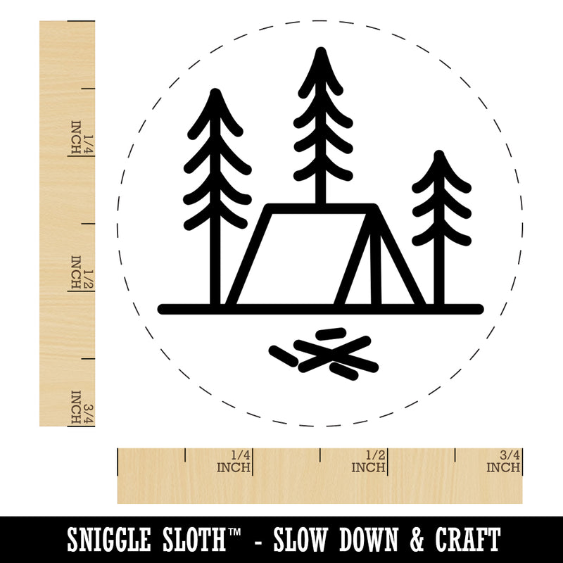 Simple Tent Camping in Woods Self-Inking Rubber Stamp for Stamping Crafting Planners