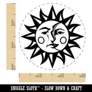 Sun and Moon Heraldic Faces Self-Inking Rubber Stamp for Stamping Crafting Planners